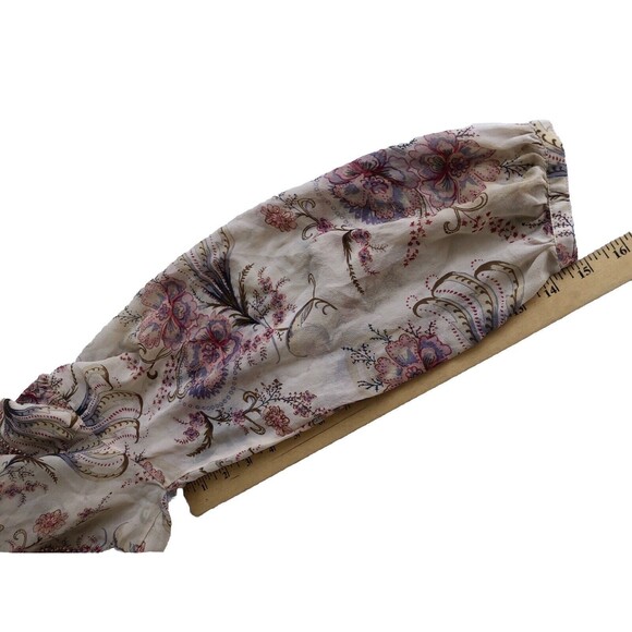 Sundance Top Womens Large Blouse 100% Silk Floral Beaded Boho Paisley Sheer - Picture 10 of 10